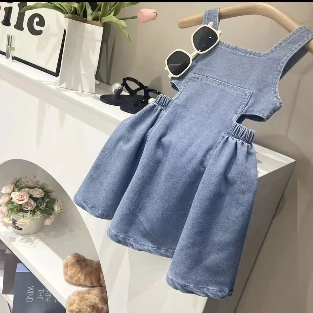 2024 Summer Dress Strap Children's Clothing New Summer Style Girl Baby Dress Fashionable Korean Denim Skirt L55259