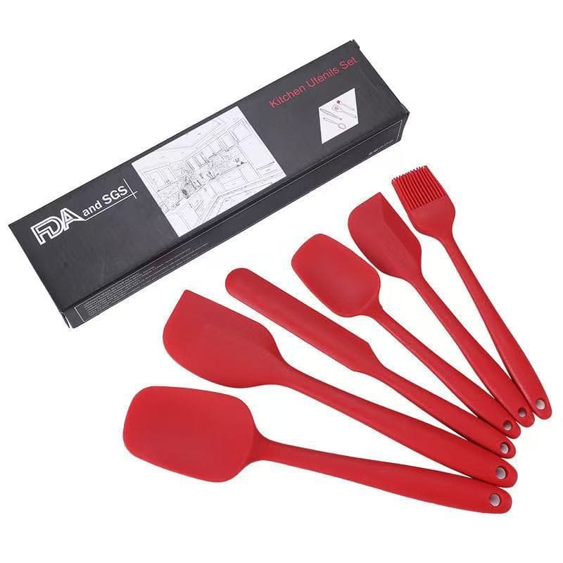 Silicone Kitchen Utensils 6-Piece Set, Cream Spatula Baking Tools, Oil Brush Set, Amazon Hot Sale