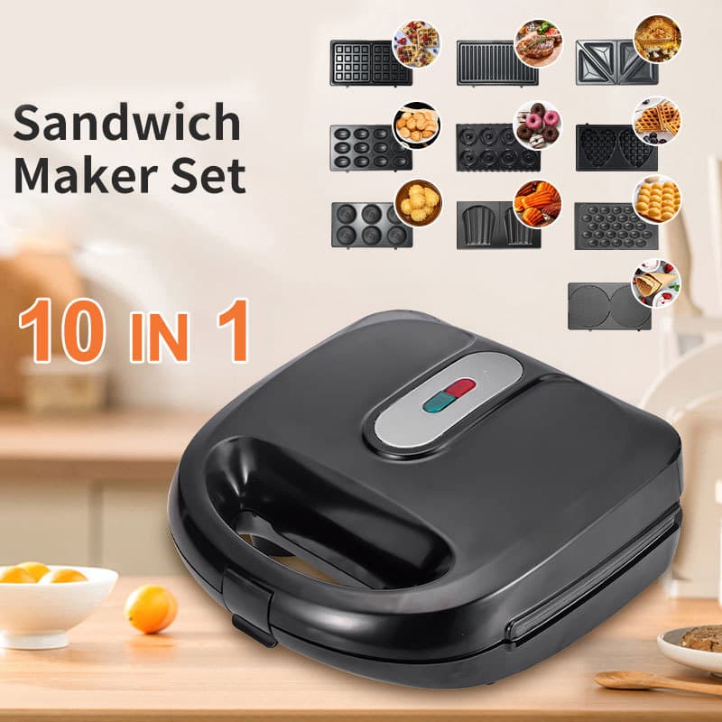 Cross-border export sandwich machine 10-in-1 detachable breakfast machine cake nut donut waffle machine