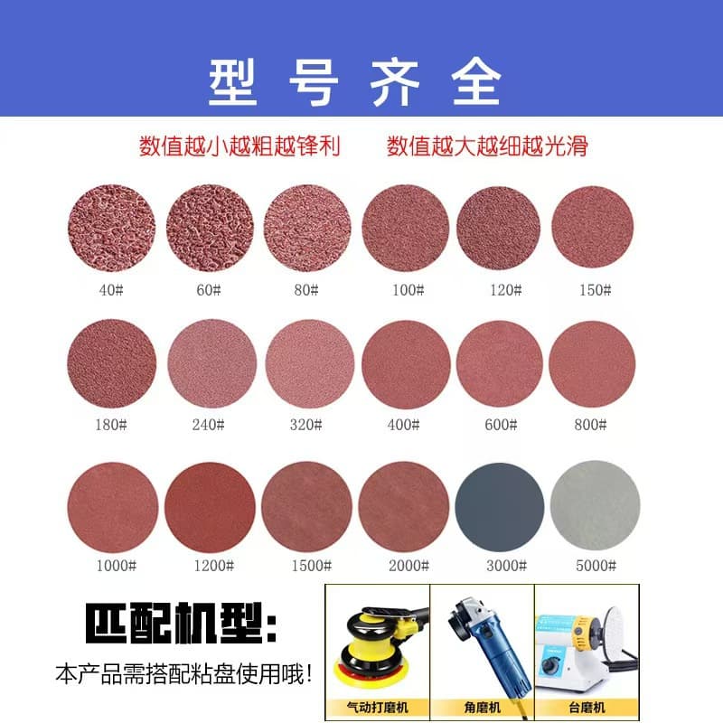 Cross-border hot selling 5-inch 8-hole flocked sandpaper 5-inch 6-hole flocked sandpaper sheet 40#-3000# self-adhesive disc sand