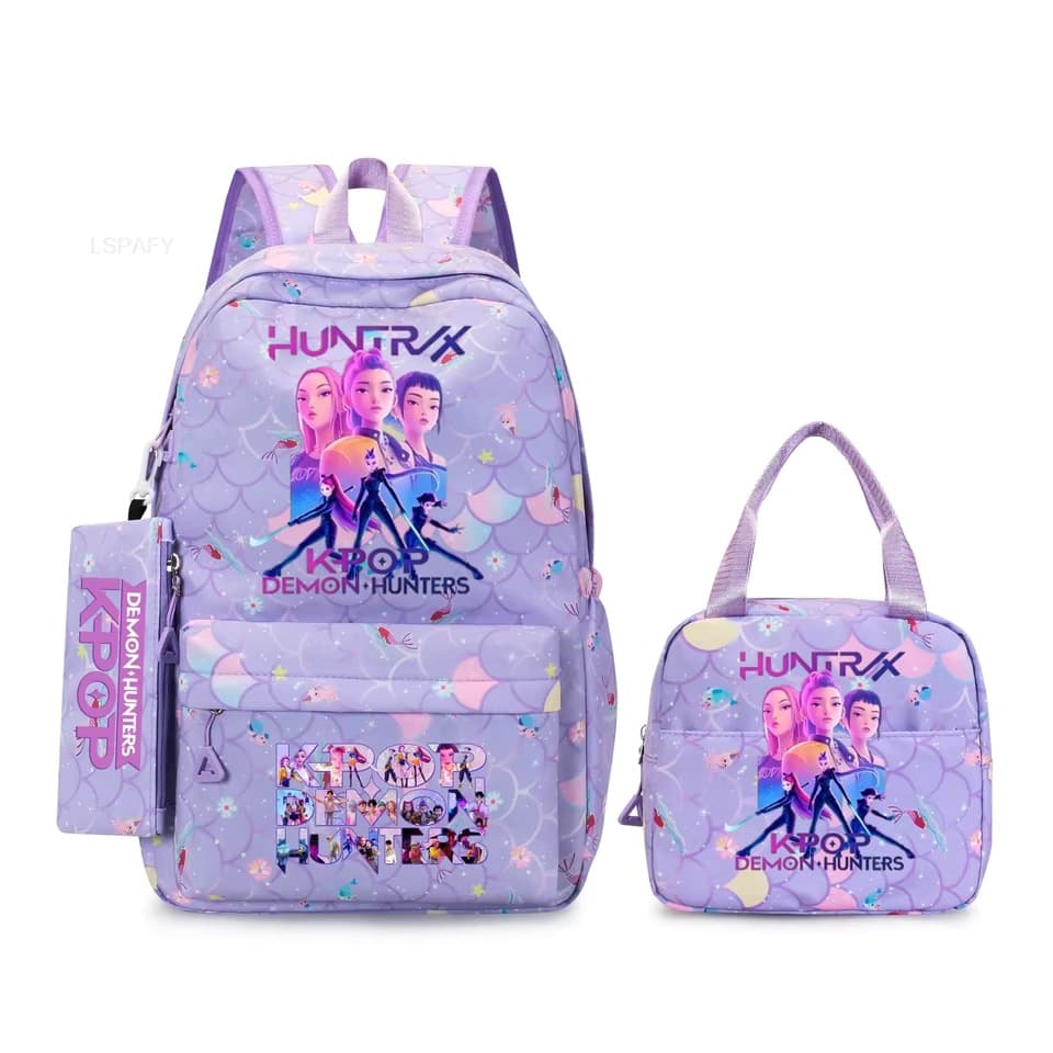 KPop Merch Student Backpack Printed Pattern Large Capacity Bookbag Lunch Bag Pencil Case Teenager Laptop Bag for Women