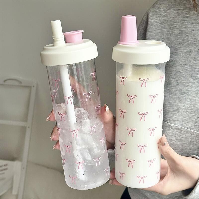 INS New Style Minimalist Large Capacity Straw Water Bottle for Women, High Appearance Student Portable Plastic Cup