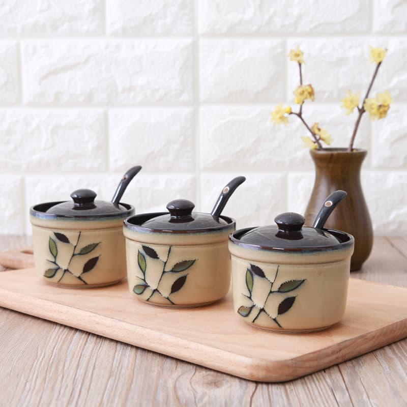 Yuquan ceramic Korean-style glaze-variation kitchen spice jars, single pieces available for mixed wholesale