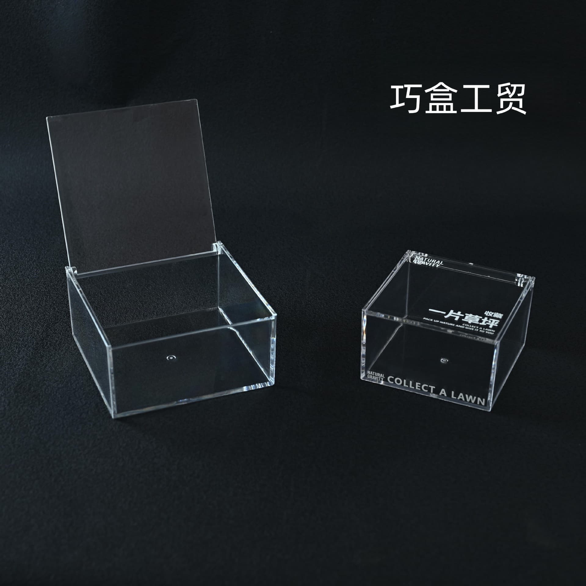 6*6*3cm Acrylic Flip-Top Transparent Square Box for Jewelry Storage, Packaging, Cultural and Creative Items, Mineral Specimens, African Heart Display Case