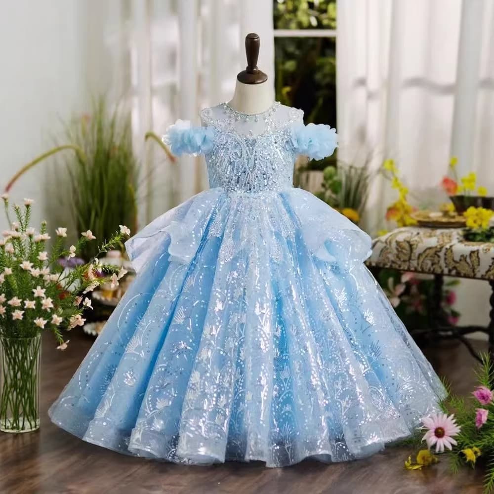 Girls' Evening Gown High-End Flower Girl Host Piano Performance Princess Dress Children's Light Luxury Unique Beautiful Tulle Skirt