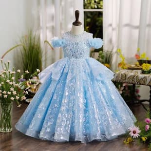 Girls' Evening Gown High-End Flower Girl Host Piano Performance Princess Dress Children's Light Luxury Unique Beautiful Tulle Skirt