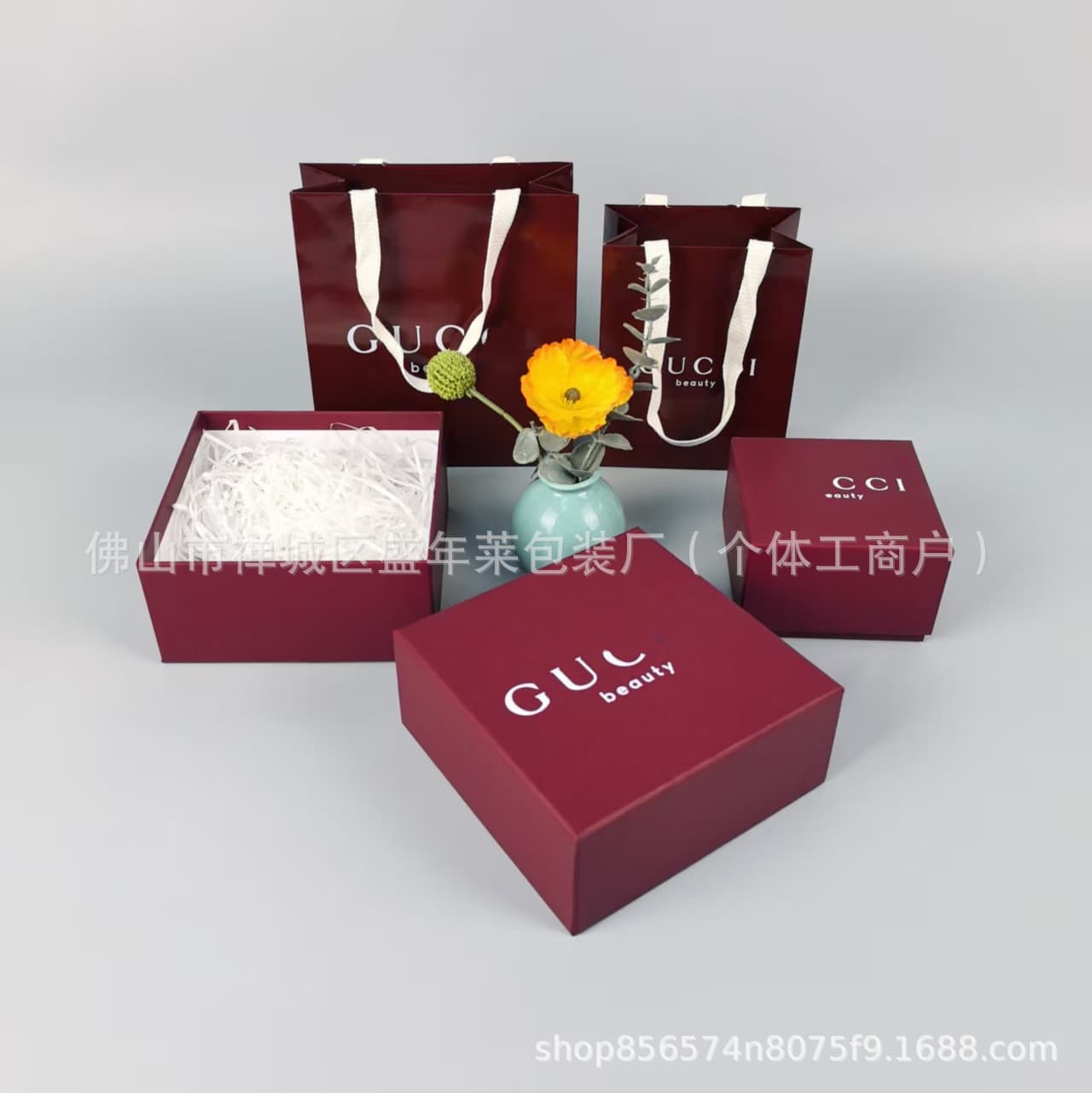 GU Gucci Ankara Red Packaging Box Perfume Lipstick Gift Box Paper Bag Red Handbag Gift Box Empty Box Wholesale
