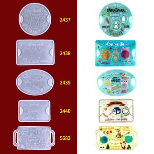 DIY Christmas Plate Crystal Epoxy Mold Mirror Tray Resin Santa Claus Storage Tray Silicone Mold
