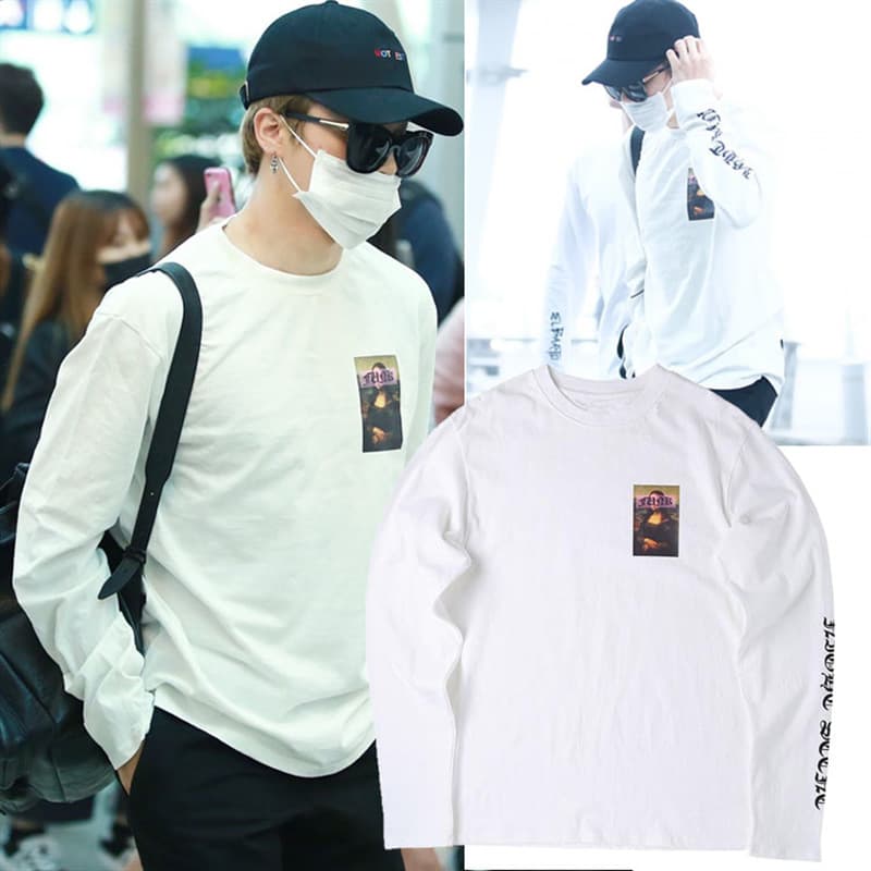 BTS JIMIN Park Jimin's same style Korean long-sleeved T-shirt loose student men's and women's tops bottoming shirt trendy