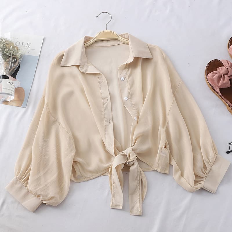 Women's Chiffon Summer Blouse Sun Protection Cardigan Thin Shawl Outerwear