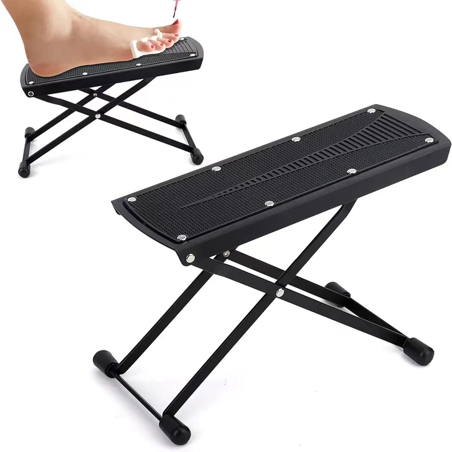 Pedicure Thickened 6-Gear Height Adjustable Pedal Foldable Footrest Pedal Solid Non-Slip Pedicure Tool