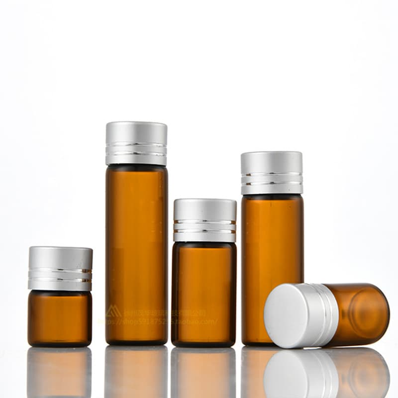 Mini Brown Glass Vial 3ml Sealed Medicine Bottle 5ml Essential Oil Sample Bottle Powder Pill Sub-Packaging Empty Bottle