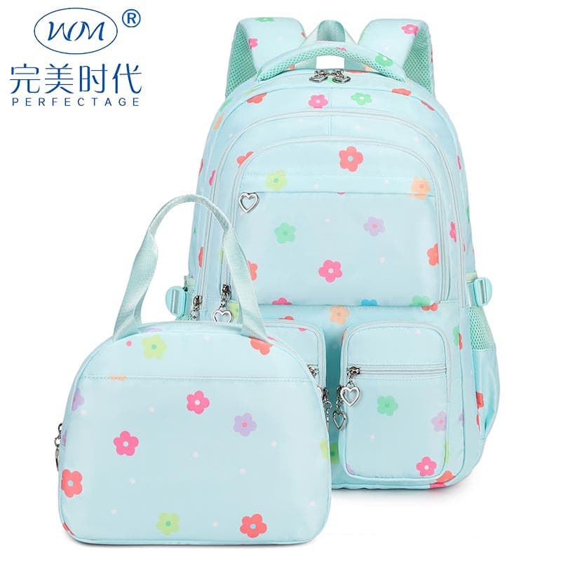 Cross-border new backpack, schoolbag for primary school girls, fresh two-piece backpack for first, second, third and sixth grade junior high school students