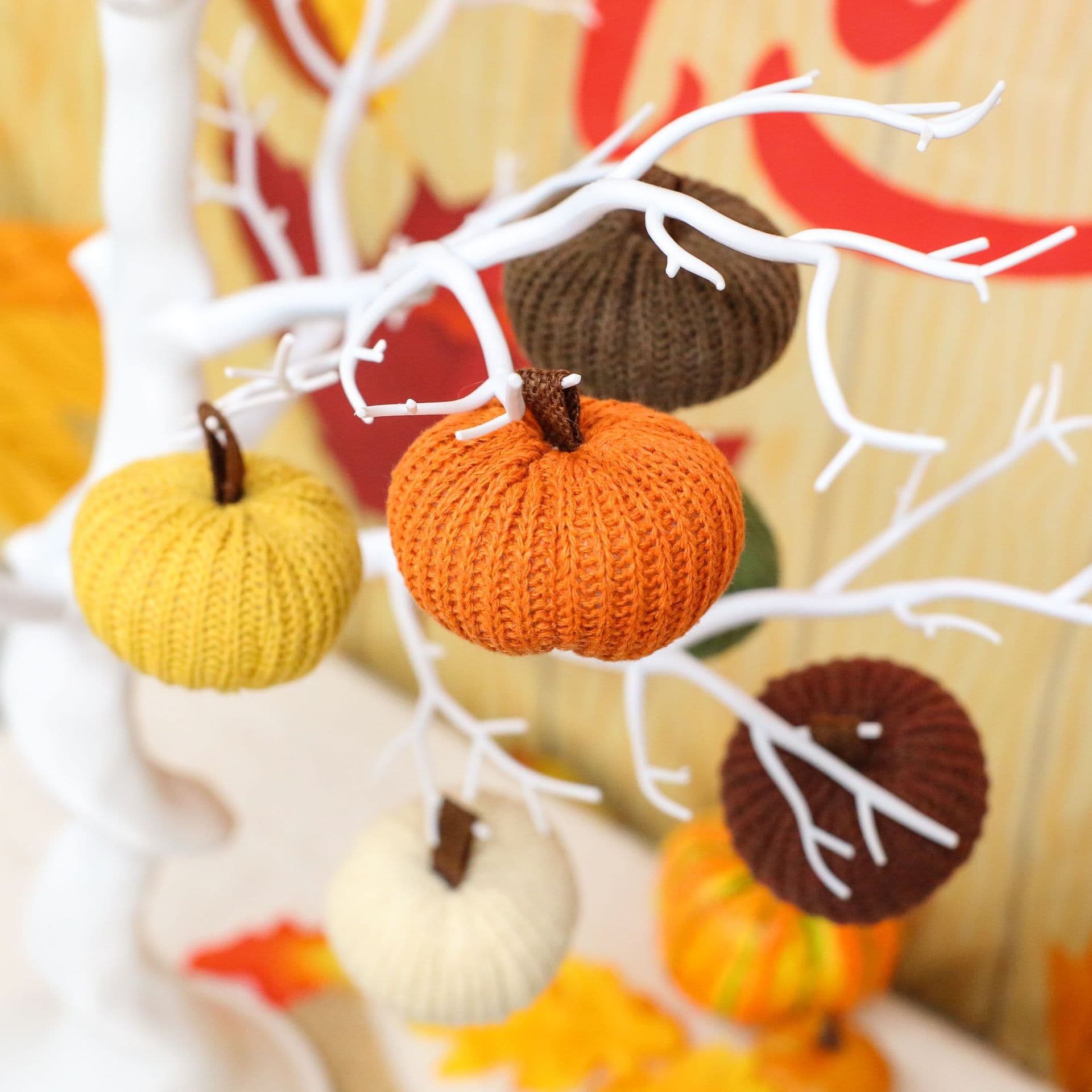 Cross-border Thanksgiving Knitted Pumpkin Pendant, Harvest Festival Multicolor Wool Pendant, Autumn Scene Layout In Stock