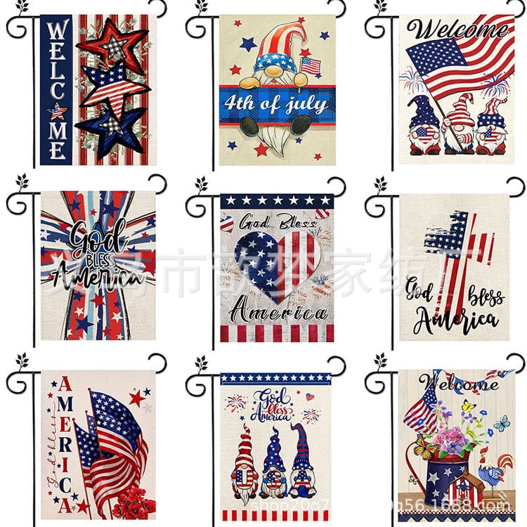 Cross-border New Amazon Independence Day Garden Flag Linen Double-sided Printing Garden Flag Holiday Garden Flag National Flag