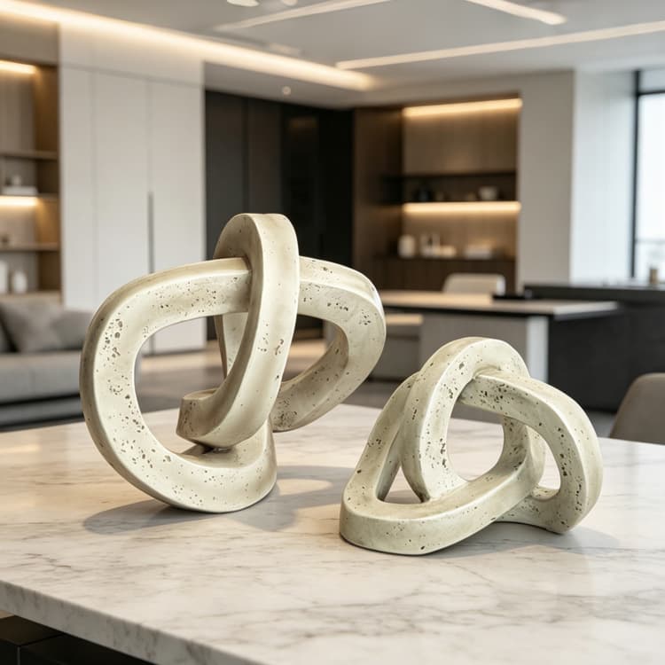 Wabi-Sabi Geometric Abstract Art Imitation Travertine Decor, Showroom Living Room Entryway High-End Niche Home Art Piece