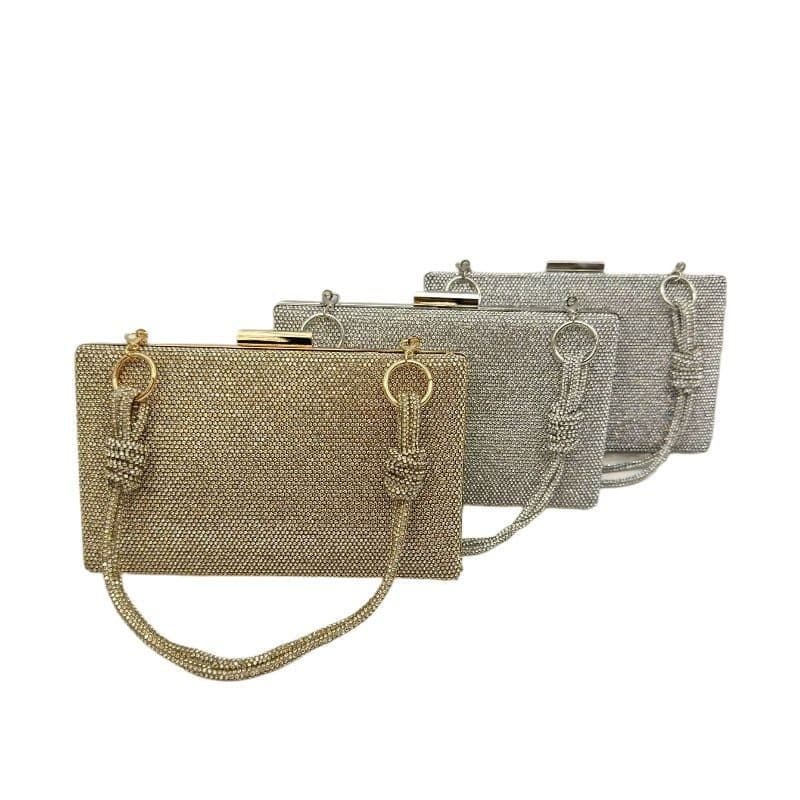 Cross-border New Versatile Full Rhinestone Sparkling Small Square Bag Evening Dress Bag Socialite Clutch Wedding Rhinestone Bag Evening