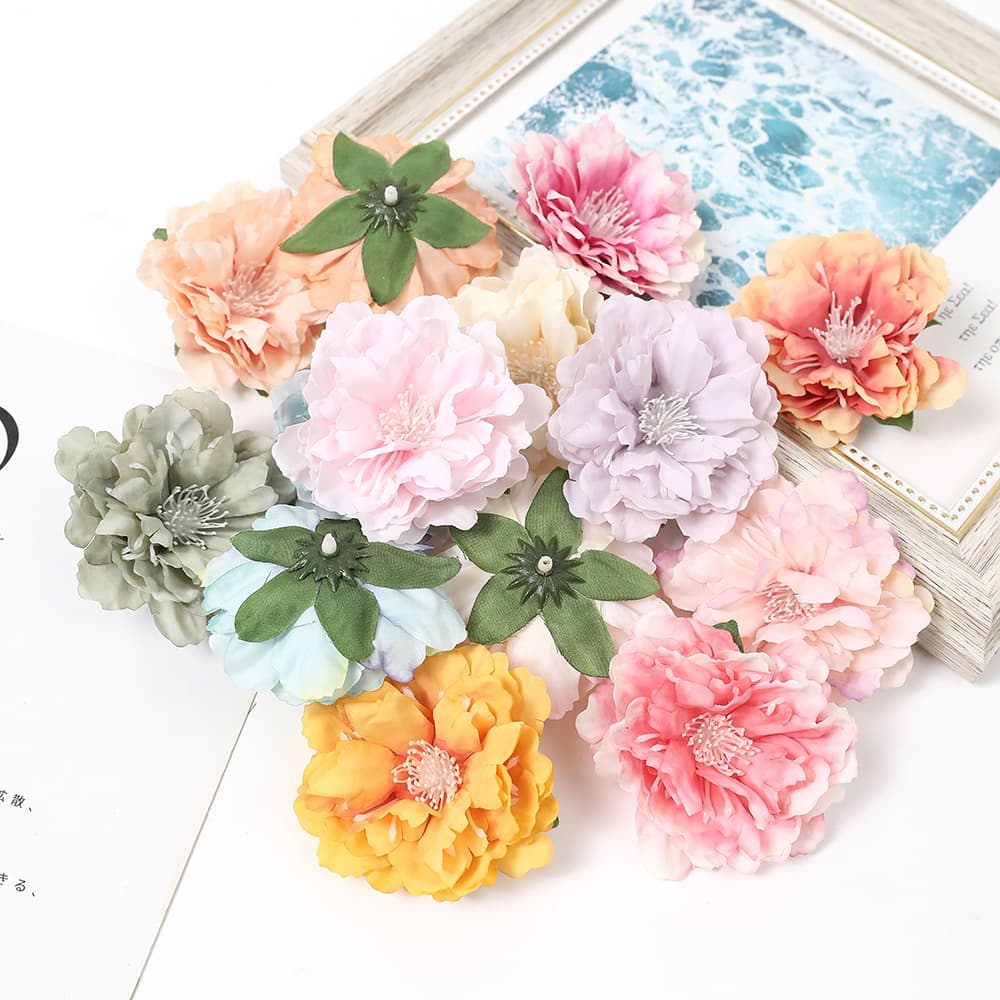 New simulated peony head fake flower background wall decoration flower wedding flower DIY guide fake flower flower arrangement ornaments