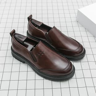 New Cross-border Business Leather Shoes Men's Big Head British Style Thick Sole Casual Loafers Solid Color Simple Versatile Big Size