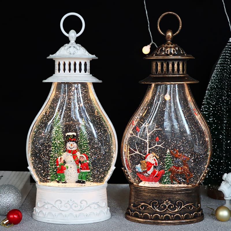Christmas Water-Filled Wind Lantern, Barn Snowflake Christmas Interior Crystal Ball, Holiday Atmosphere Decoration