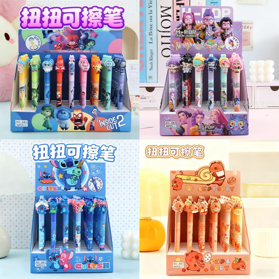 Doll Resin Gel Pen, Fun Rotating Erasable Blue Pen, Arcade Doll Machine Redemption Gift Stationery Wholesale