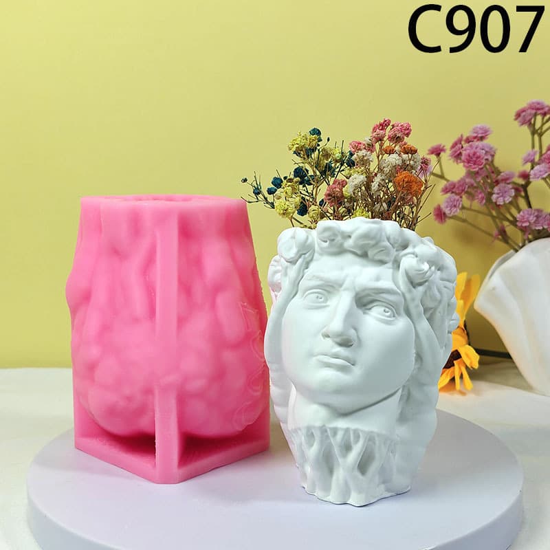 European Portrait Succulent Green Plant Flower Pot Silicone Mold DIY Handmade Home Indoor Stereo Decoration C904