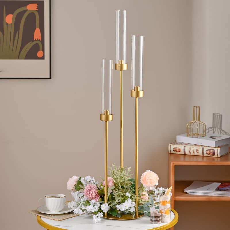 2026 New Cross-Border Dropshipping 2/4/Metal Candlestick Gold 3-Arm Floor Candle