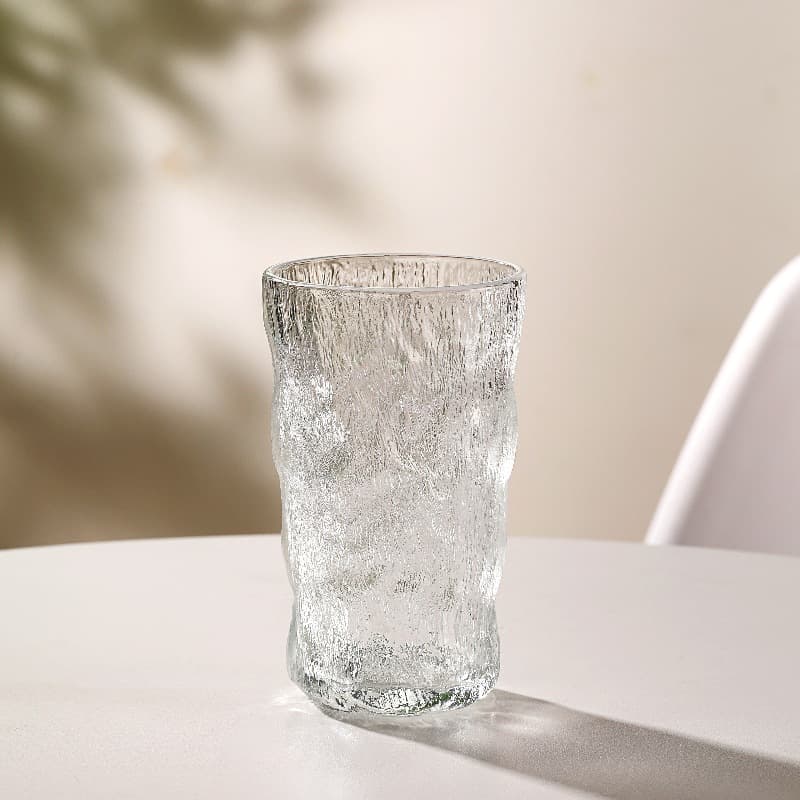 Glacier Pattern Glass Drinking Cup, High-End Household Use, Stylish for Women, Juice & Beverage Cup, Ins-Style Tea Cup & Wine Glass