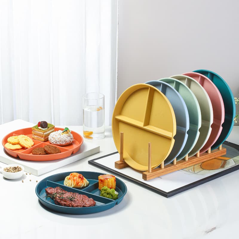 Cross-border Black Divided Meal Prep Plate Weight Loss Portion Control Plate Children's Dinnerware Set with Compartments, Thickened, Stock Available