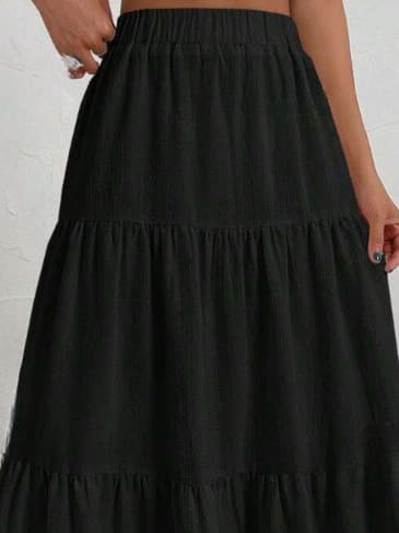 Women's Summer Bohemian Pleated A-Line Flowy Tiered Maxi Skirt