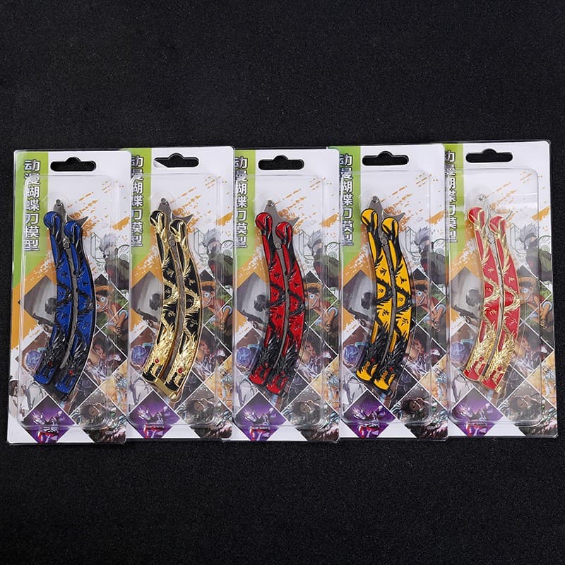Butterfly Folding Flick Knife, Five-claw Golden Dragon, One Piece, Naruto, Demon Slayer Assassin Practice Training Sword Weapon Model