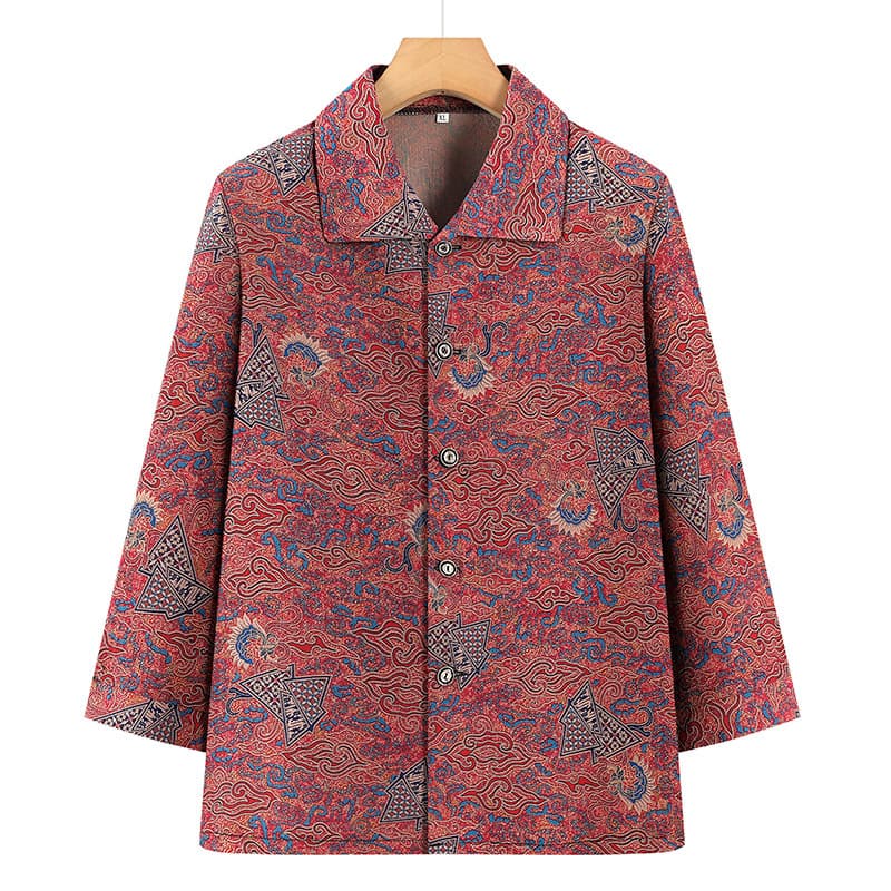 Summer Blouse for Elderly Women New Mother's Summer Set Short-Sleeve Spring Autumn Top Lady Clothes