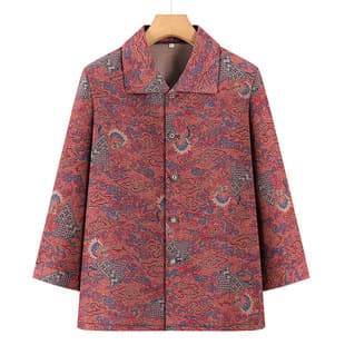 Summer Blouse for Elderly Women New Mother's Summer Set Short-Sleeve Spring Autumn Top Lady Clothes