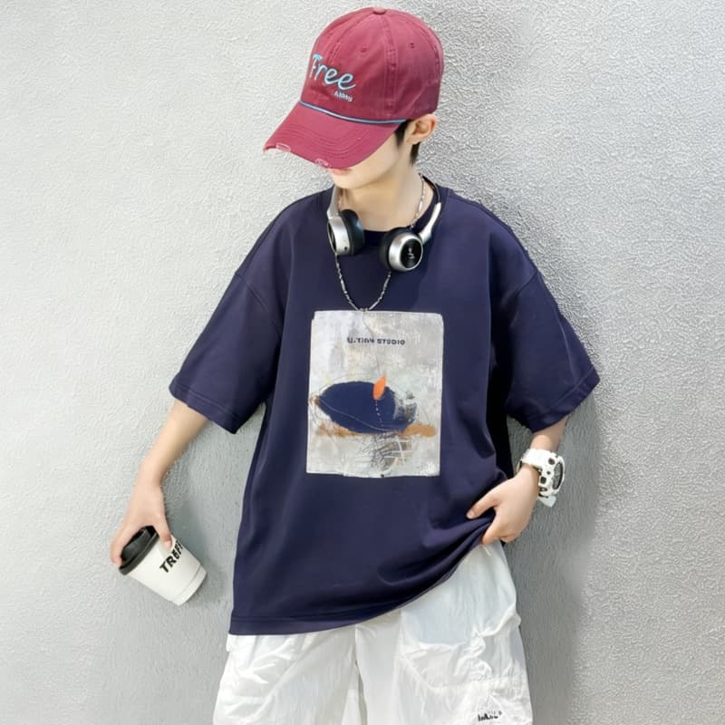 Boys summer short-sleeved T-shirt Korean version children's summer half-sleeved 2026 new medium and large children's clothing summer clothing handsome boy T