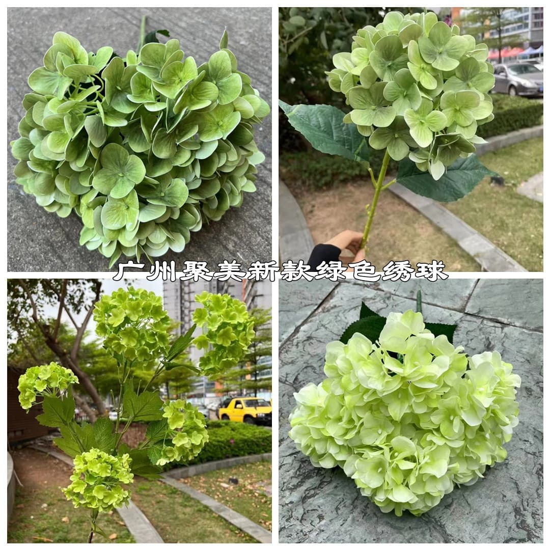 Dark Green Hydrangea Wedding Simulation Flowers Wholesale Forest Green Wood Hydrangea Wedding Hall Soft Decoration Party Decoration Fake Flowers