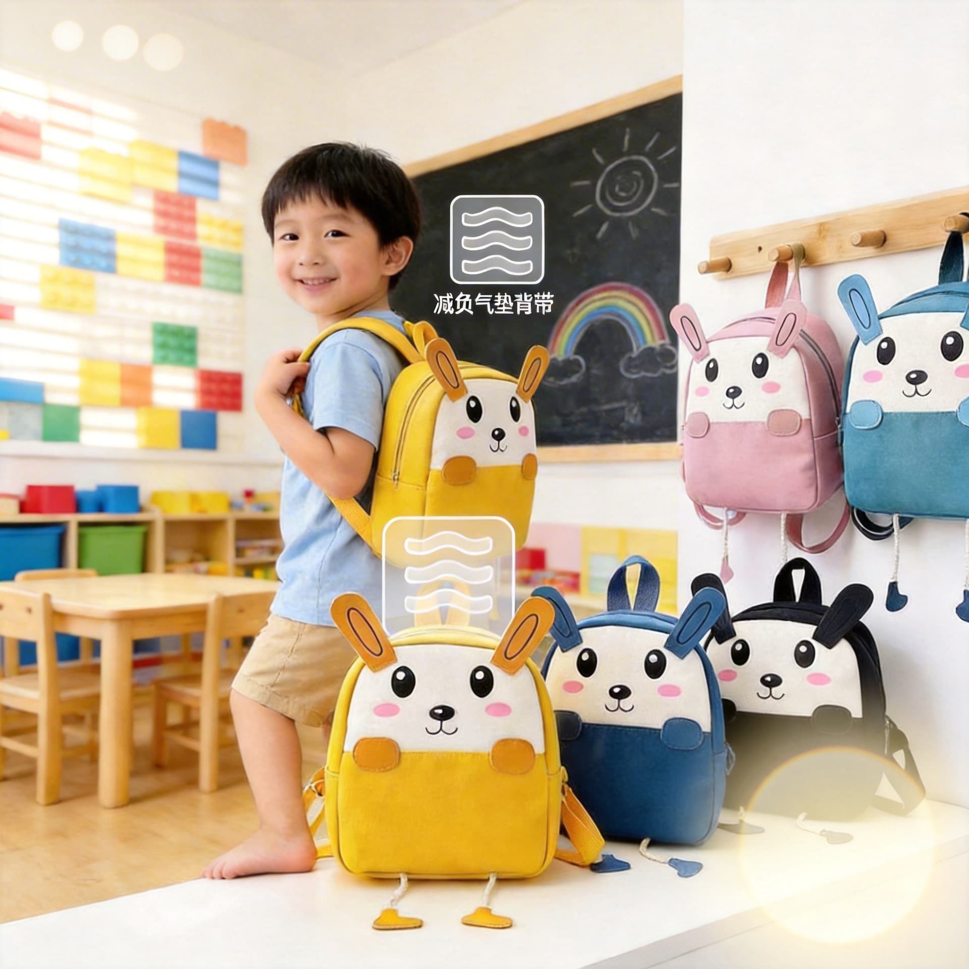 Kids Bag 1-3 Years Boys Canvas Backpack Cartoon Cute Girls Schoolbag Backpack Kindergarten Portable