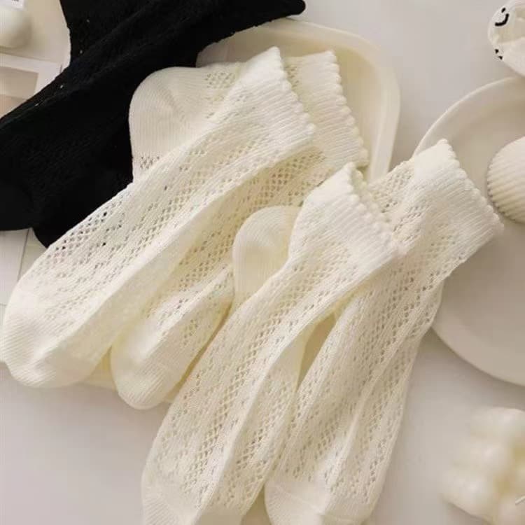 Women's Summer Thin Solid Color Cotton Socks, Deodorant, Sweat-Absorbing, Breathable, Low-Cut Boat Socks, Non-Slip, Short Tube Lace-Trimmed Socks for Women