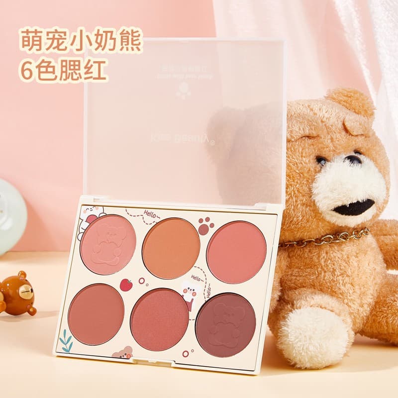 Kiss Beauty Six-Color Blush Palette Natural Nude Look Dirty Orange Dried Plum Withered Rose Multi-Color Combination Authentic