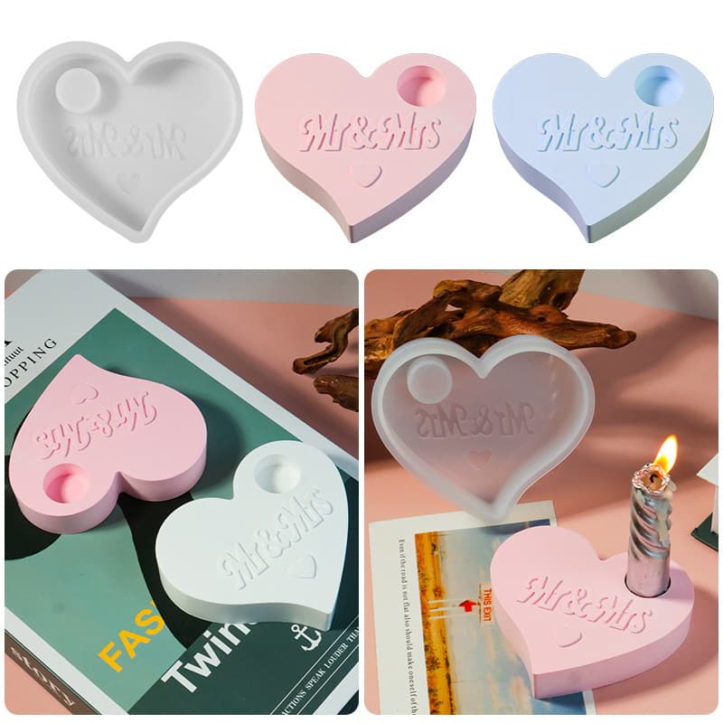 DIY Valentine's Day Heart Aromatherapy Candle Holder Epoxy Mold Plaster Mold Decorative Ornament Silicone Mold