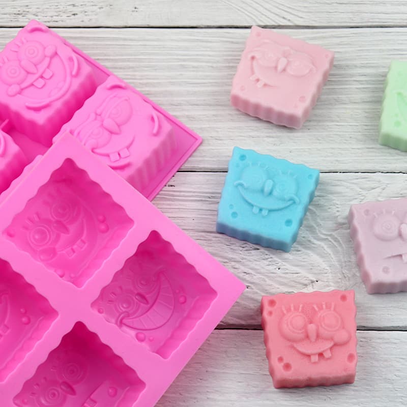 Dobi 6-Cell SpongeBob Silicone Cake Mold Baking Mold Handmade Soap Mold Aromatherapy Soap Mold DIY Daily Use