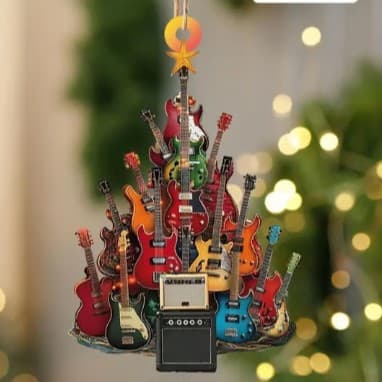 New Cross-border Guitar Christmas Tree Ornament, Christmas Gift Guitar Decoration Pendant