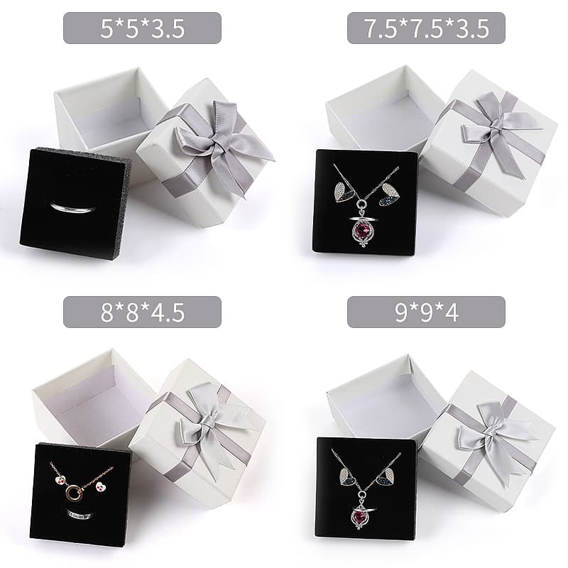 Bow Jewelry Box Necklace Earring Jewelry Box Stud Ring Gift Box Single Six-Color Jewelry Storage Box