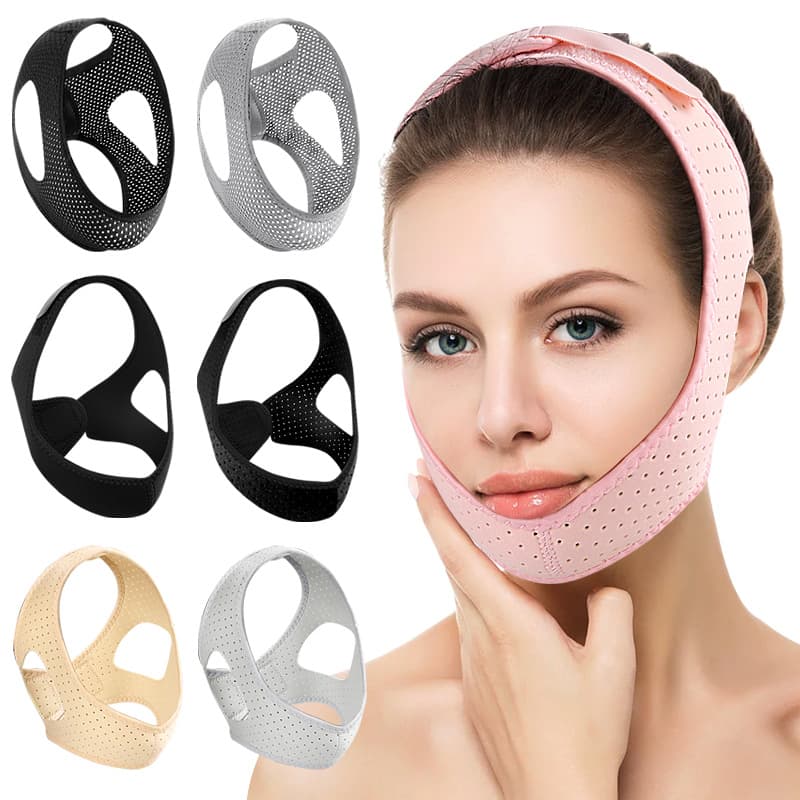 Chin strap to prevent chin pressure, fixed chin rest, breathing triangle to protect open mouth, breathable strap to face
