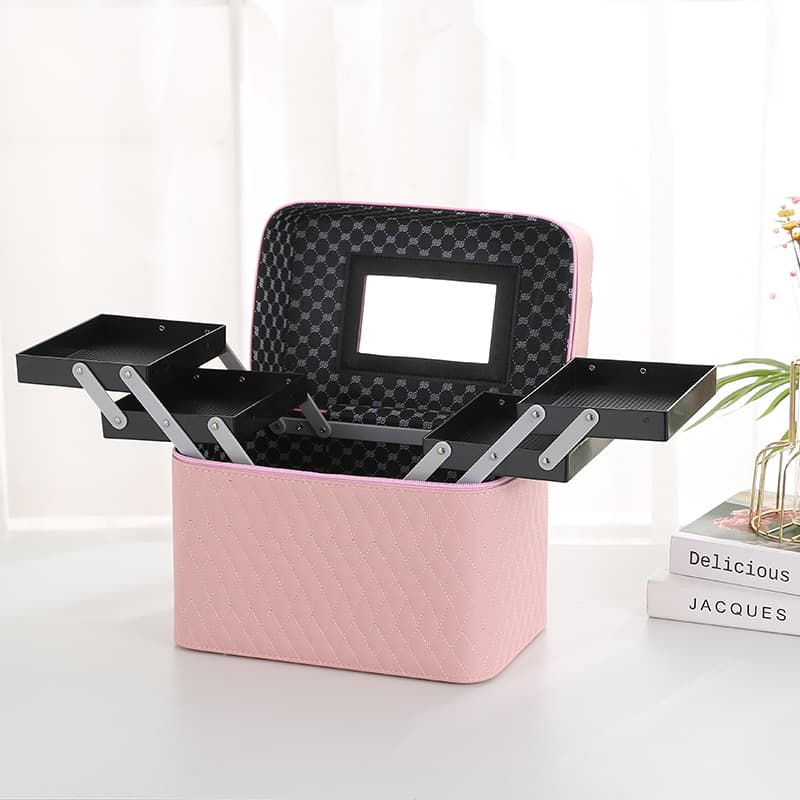 New Korean Style Simple Multifunctional Large Capacity Portable Handheld Double Open Makeup Case Storage Box Skincare Tote