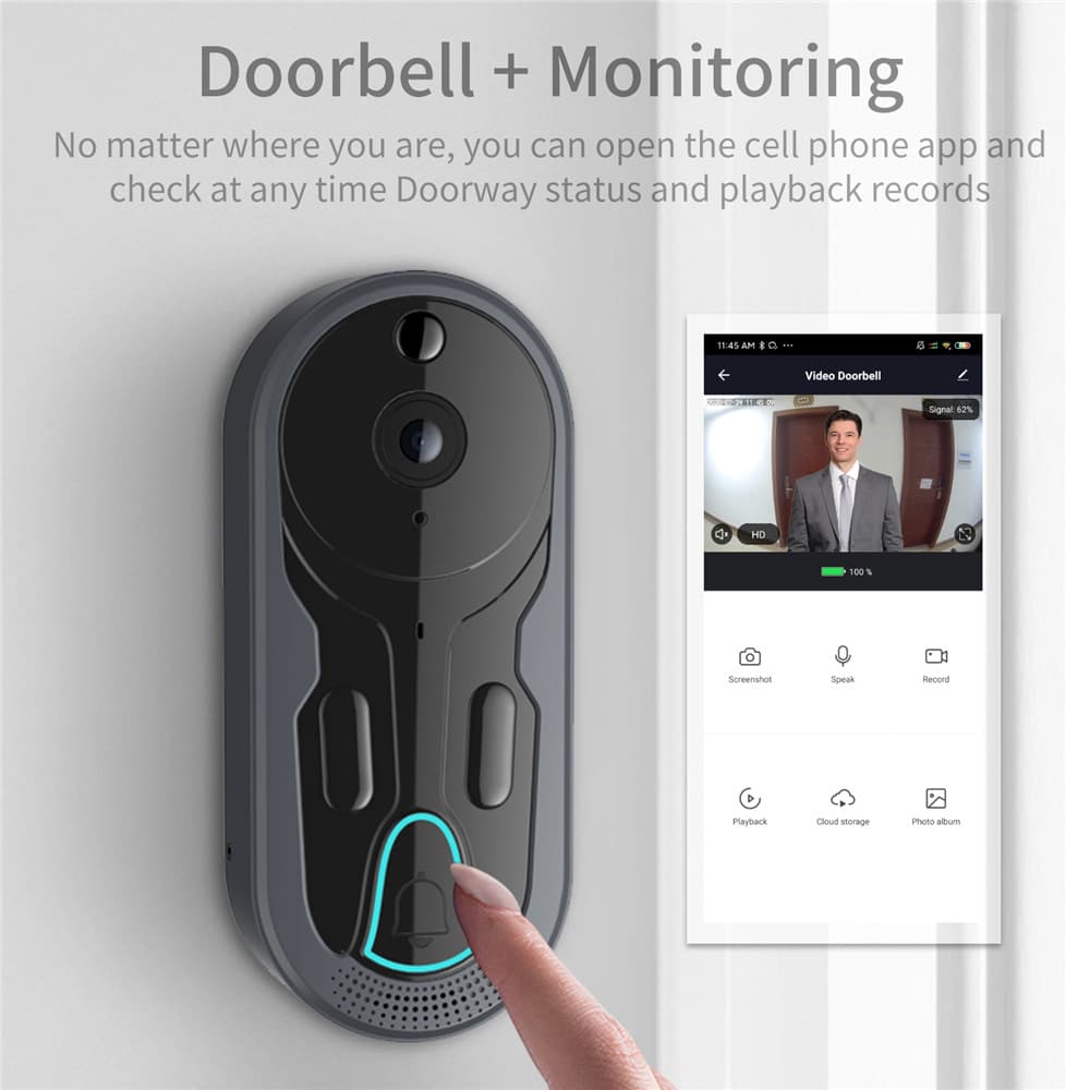 CS11 WiFi Video Doorbell Wireless Voice Intercom Monitoring HD Night Vision Smart Doorbell Electronic Doorbell Camera