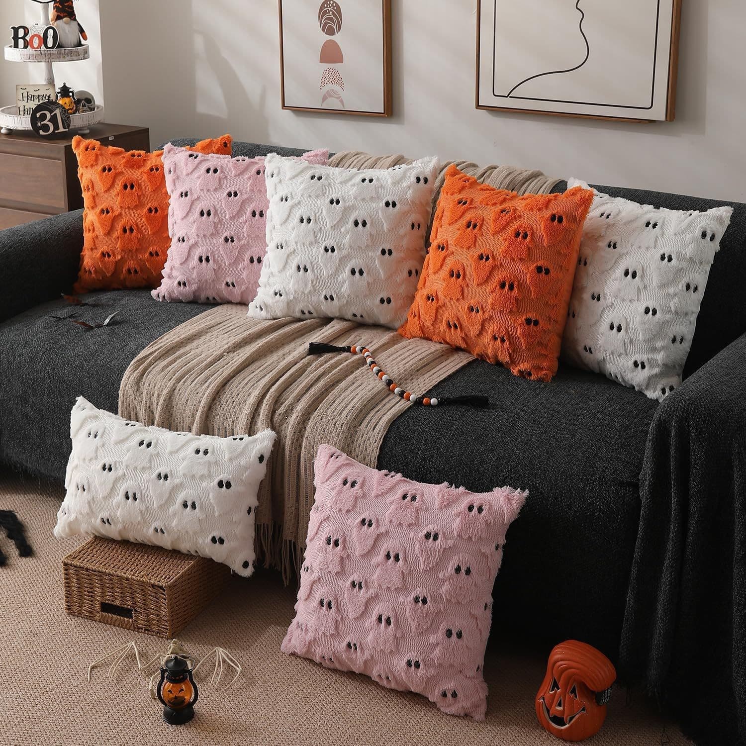 Spot Halloween Pumpkin Pillow Case Two-color Quilted Sofa Cushion Cross-border Recommended Home Textile Holiday Party Decoration