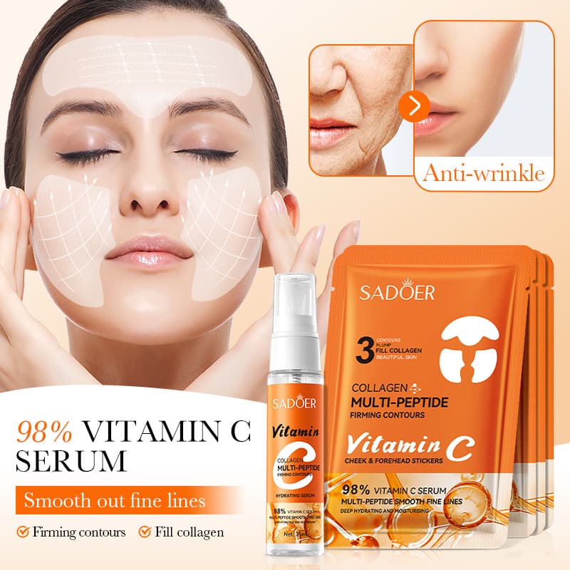 SADOER Multi-Peptide VC Freeze-Dried Cheek Filling Skincare Mask Serum Set Full English Cross-Border Wholesale