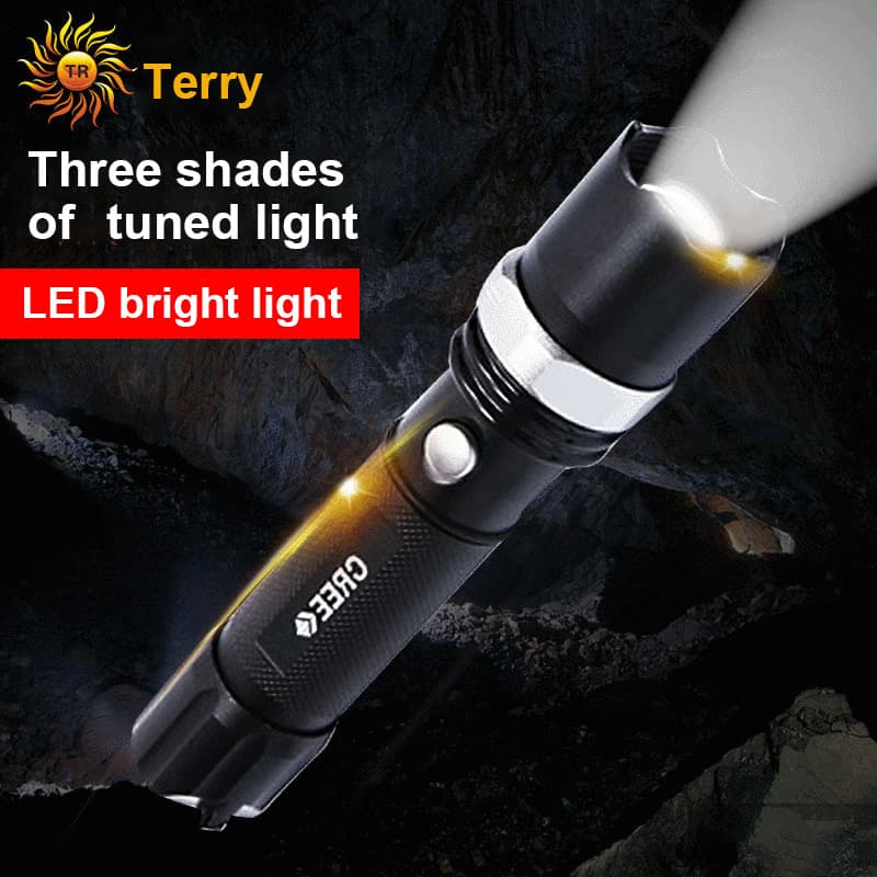 High-Power Flashlight, Outdoor Waterproof Zoom Handheld LED Rechargeable Mini Flashlight