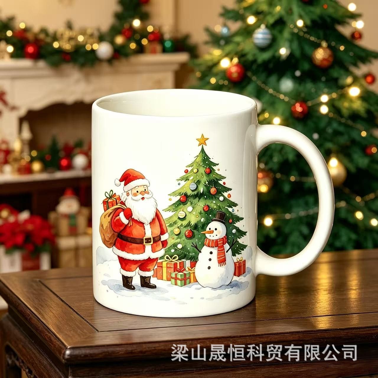Cross-border Heat Transfer Mug Ceramic Cup Mug Sublimation Christmas Cup Cartoon DIY Custom Christmas Mug