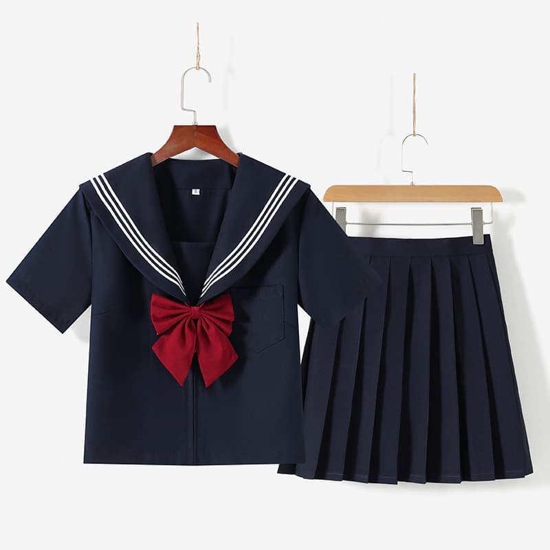 Manufacturer Supply Japanese JK Uniform Standard Full Navy White Three-Stripe Sailor Suit Academy Style Spring Autumn Version Pleated Skirt